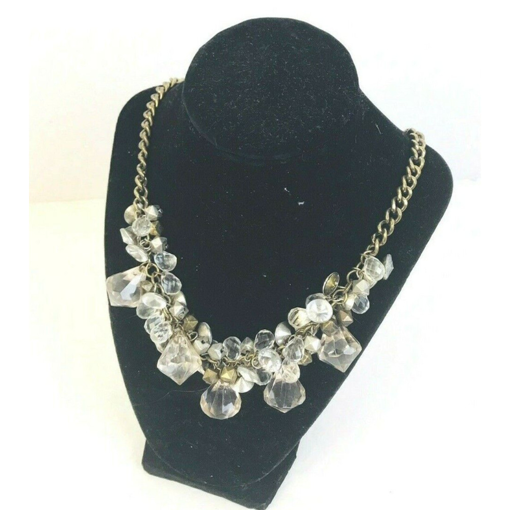 Statement Necklace Costume Jewelry Clear Baubles Beads Party Mob Wife Glam